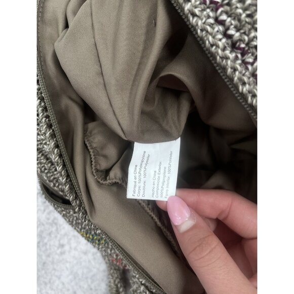 Women's The Sak Belle Multicolor Stripe Bohemian Crochet Shoulder Hobo Bag - Picture 14 of 15